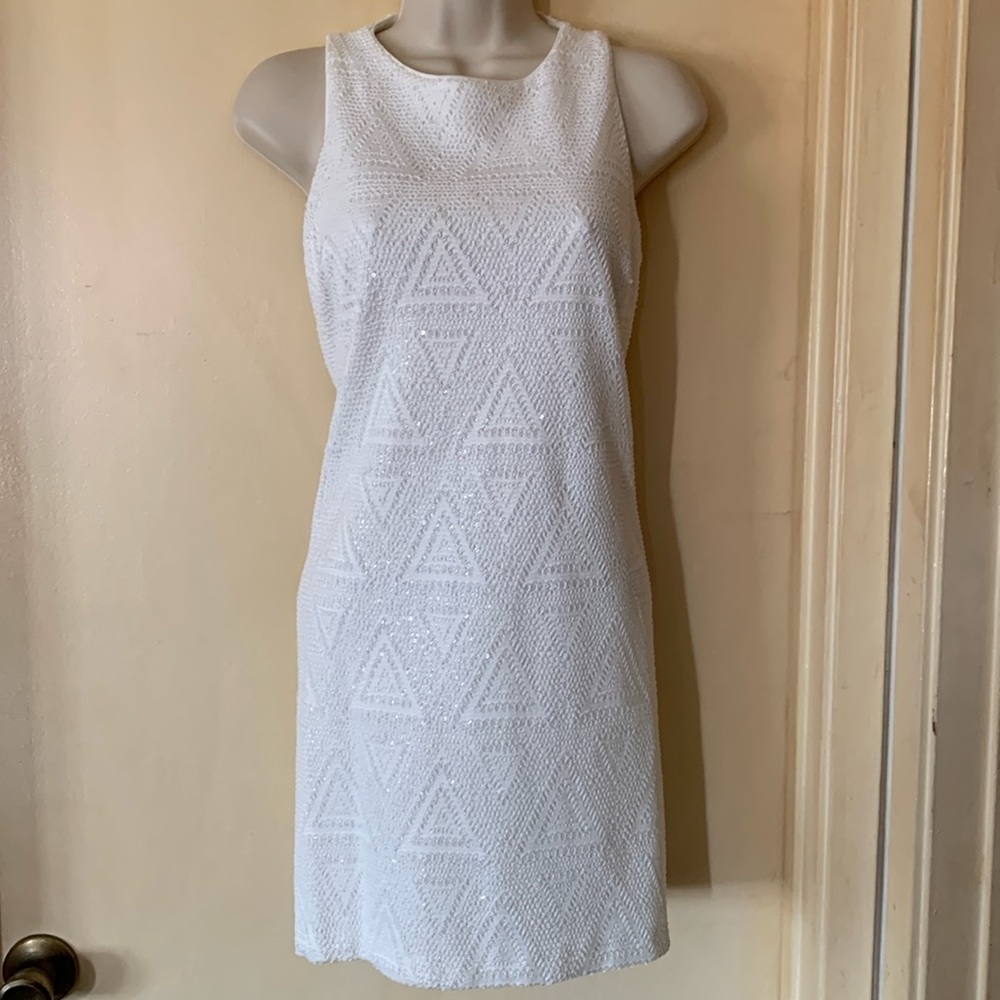 Guess Ivory Geometric Midi Dress
